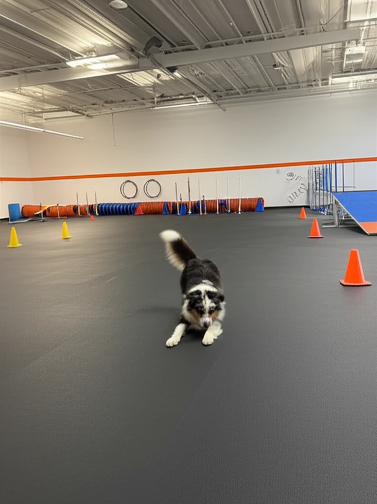 Australian Shepherd performing a trick at Zoom Room