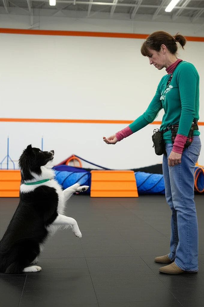 Border Collie practicing impulse control at Zoom Room