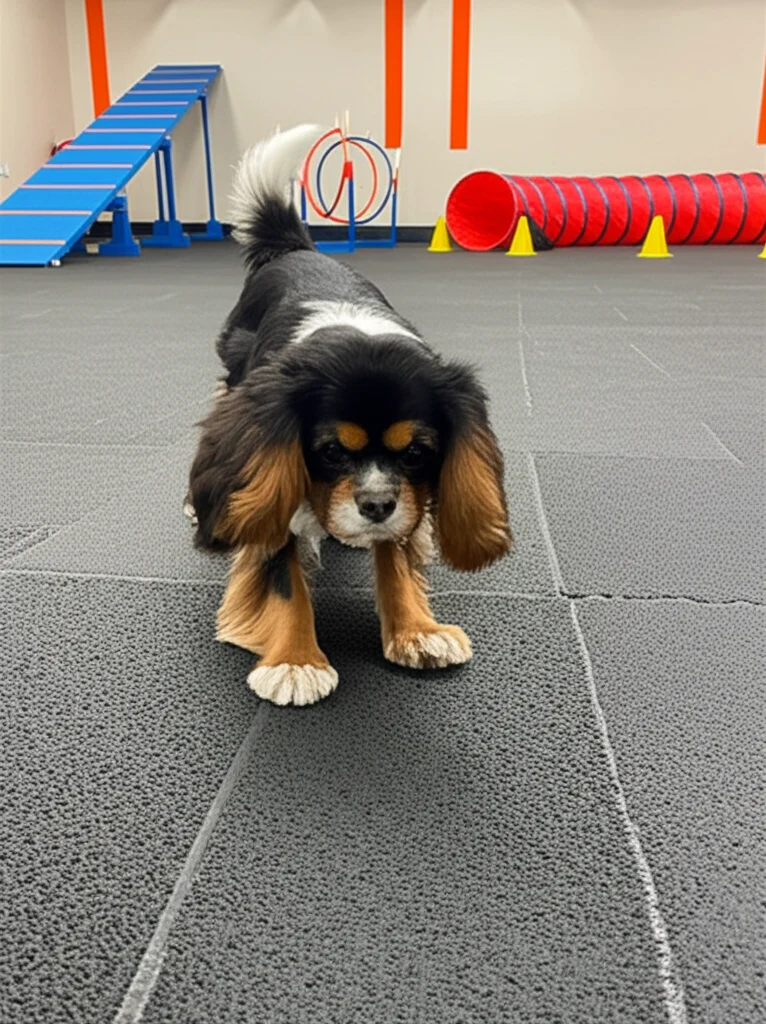 Cavalier King Charles Spaniel performing a trick at Zoom Room