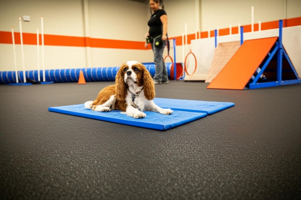 Cavalier King Charles Spaniel practicing independence at Zoom Room