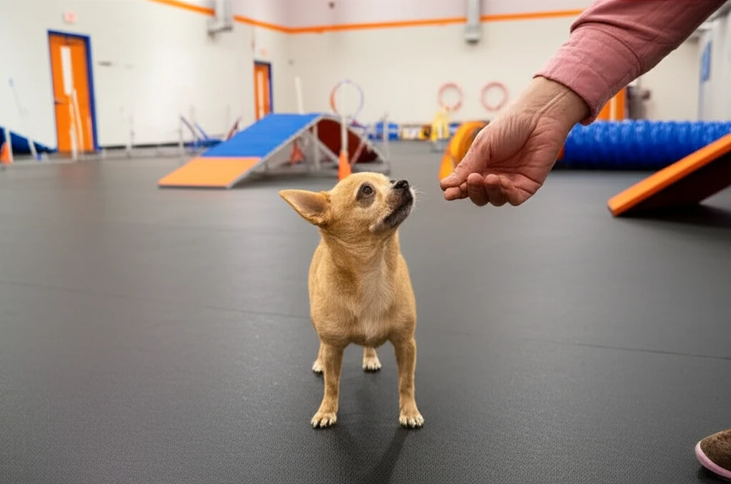 Chihuahua building confidence during training at Zoom Room