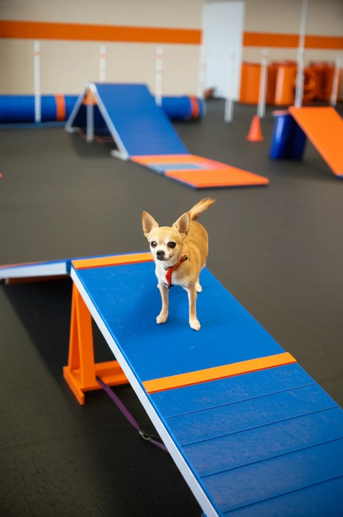 Chihuahua on agility pause table at Zoom Room