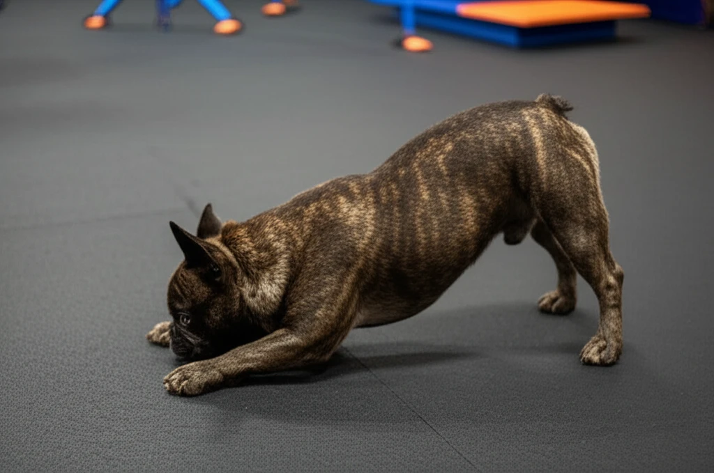 French Bulldog performing a trick at Zoom Room