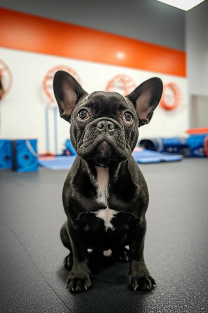 French Bulldog puppy during training class at Zoom Room