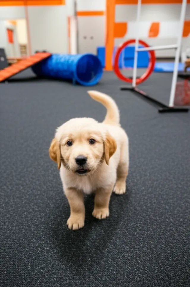 Puppy learning at Zoom Room