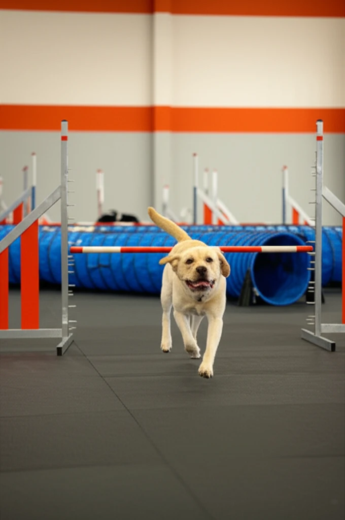 Active dog doing agility exercise at Zoom Room