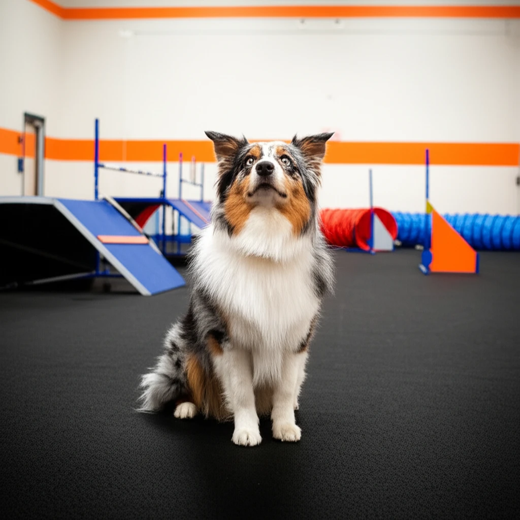 Healthy dog during training session at Zoom Room