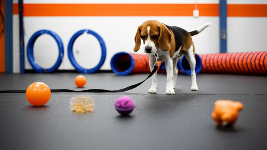 Dog practicing impulse control at Zoom Room