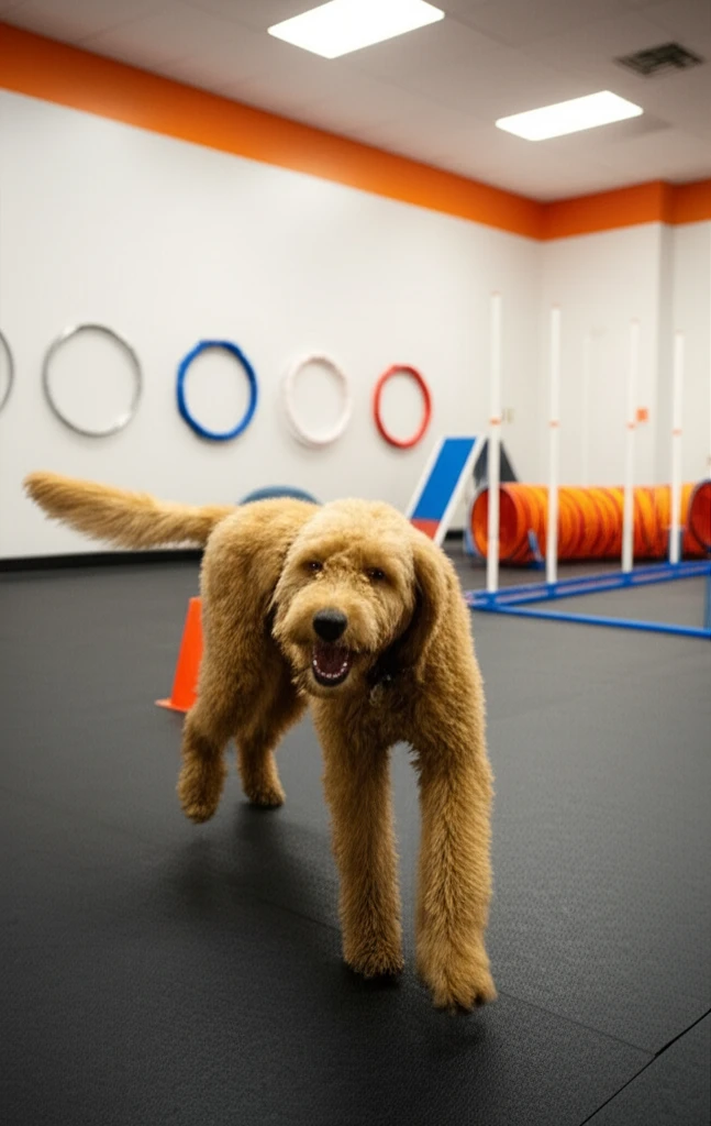 Healthy active dog at Zoom Room training facility