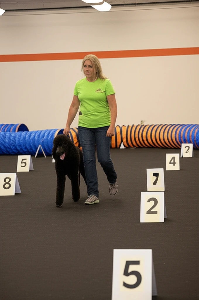 Dog and handler doing rally obedience at Zoom Room