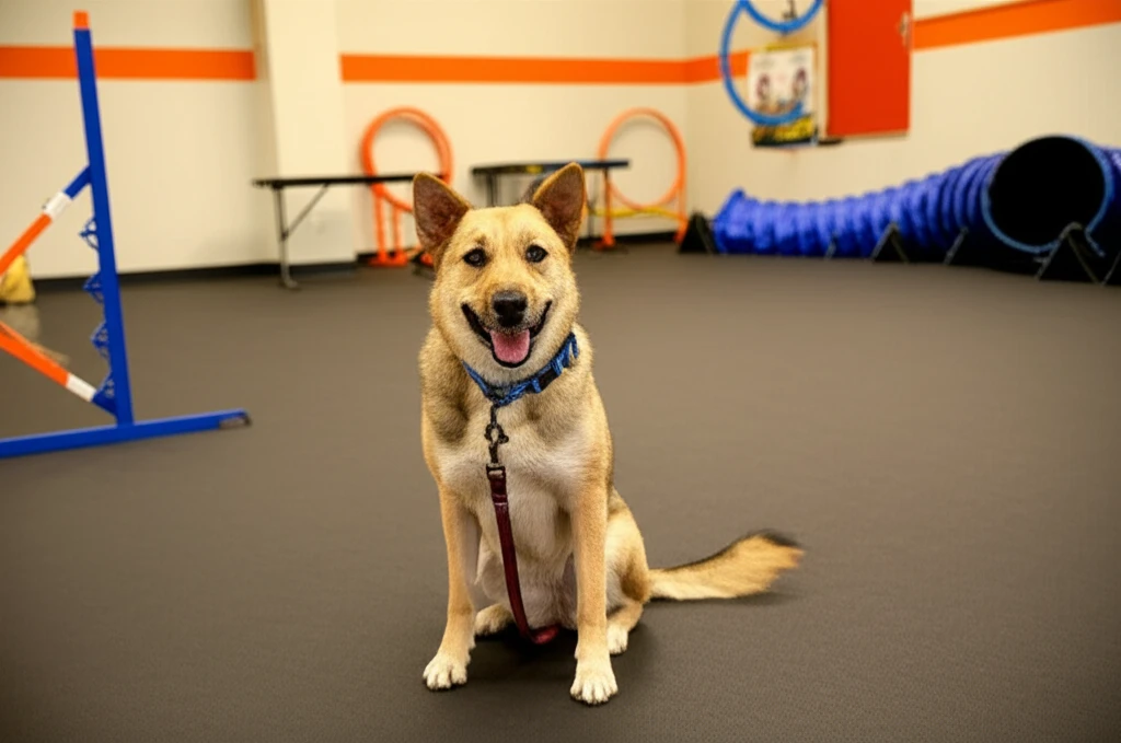 Young healthy dog at Zoom Room training class